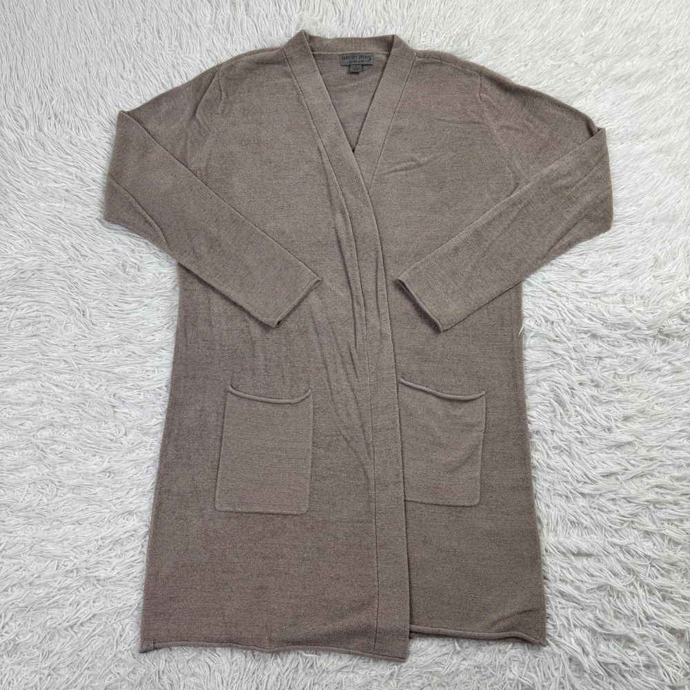 Barefoot Dreams Sweater Womens L Taupe CozyChic Ultra Lite Santa Monica Cardi